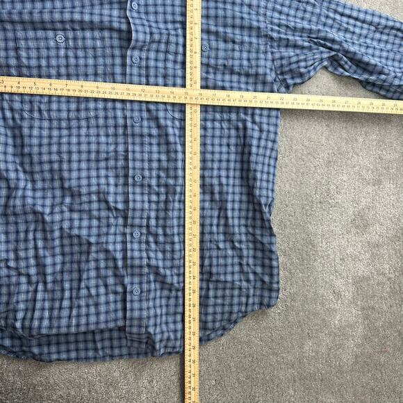 Patagonia Organic Cotton Blue Checkered Long Sleeve Shirt Size Large Button Down - Picture 6 of 7